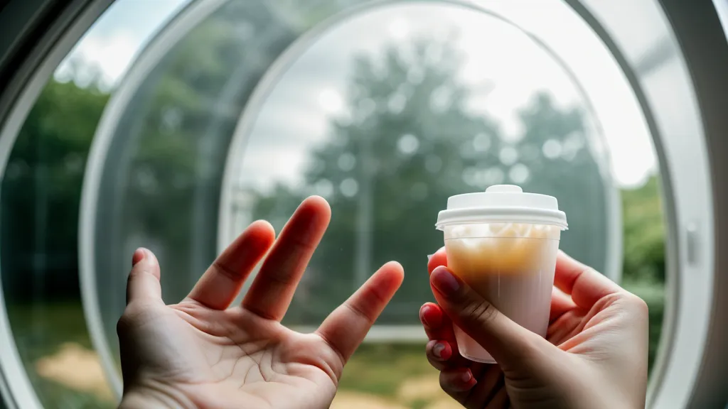 Mano revisando el cierre de un vaso de plástico para postres