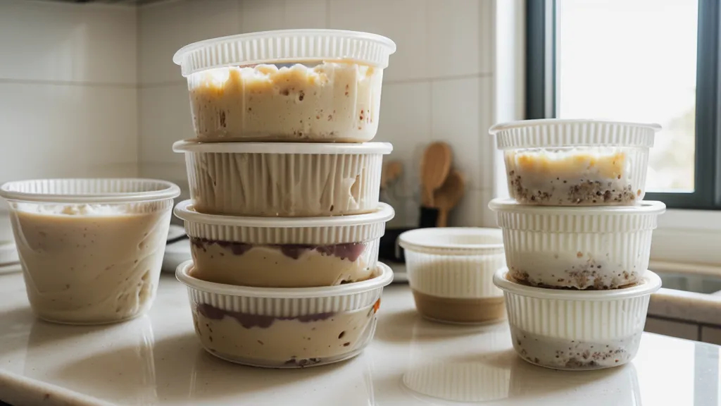 Envases de plástico para postres y extracto de vainilla, representando costos indirectos.