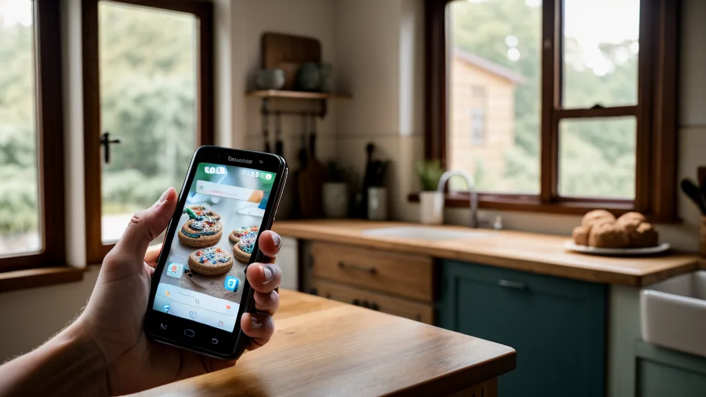 Mano sosteniendo un celular con pedidos de WhatsApp para un negocio de galletas estilo New York