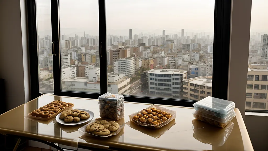 Mesa con empaques y galletas estilo New York listas para entregar a clientas de un negocio de repostería