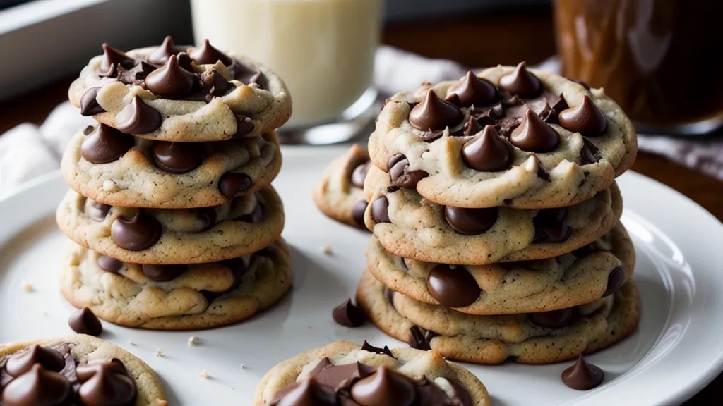 Pila de galletas estilo New York con centro suave y trozos de chocolate