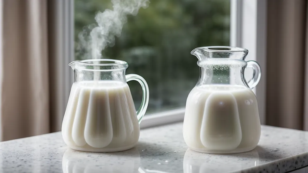 Termómetro digital midiendo la temperatura de la gelatina de leche a 35 grados