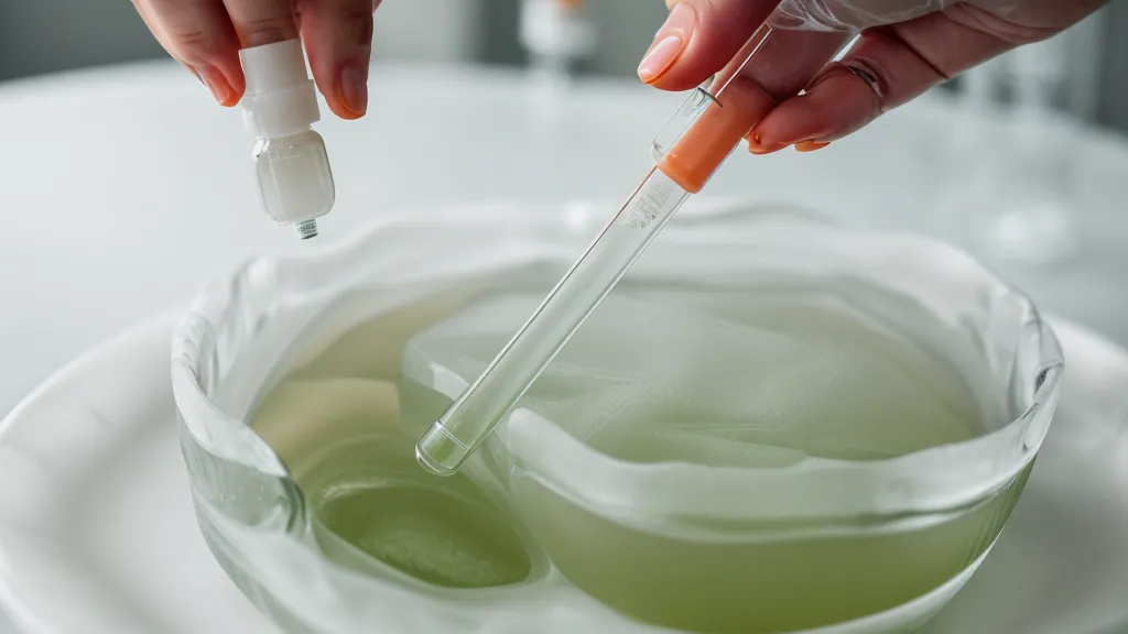 Momento de inyección de color en una base de gelatina transparente