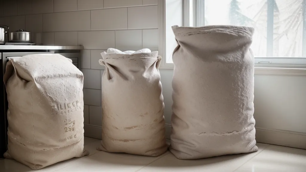 Bulto de harina de 25 kilos junto a un contenedor hermético, clave en la gestión de insumos de una cocina pequeña.