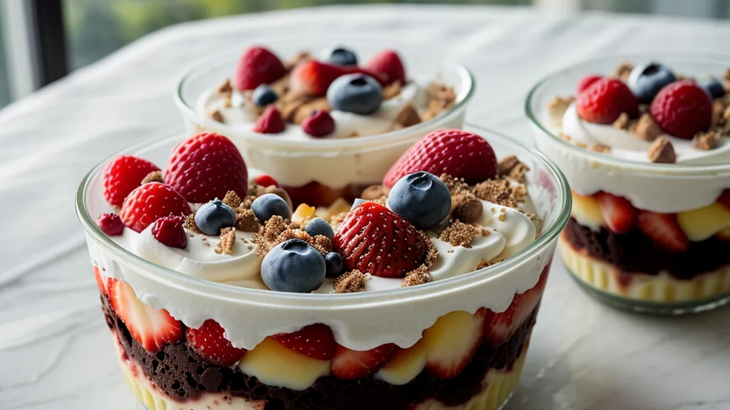 Postres en vaso con capas de crema y galleta, ejemplo de repostería casera rentable.