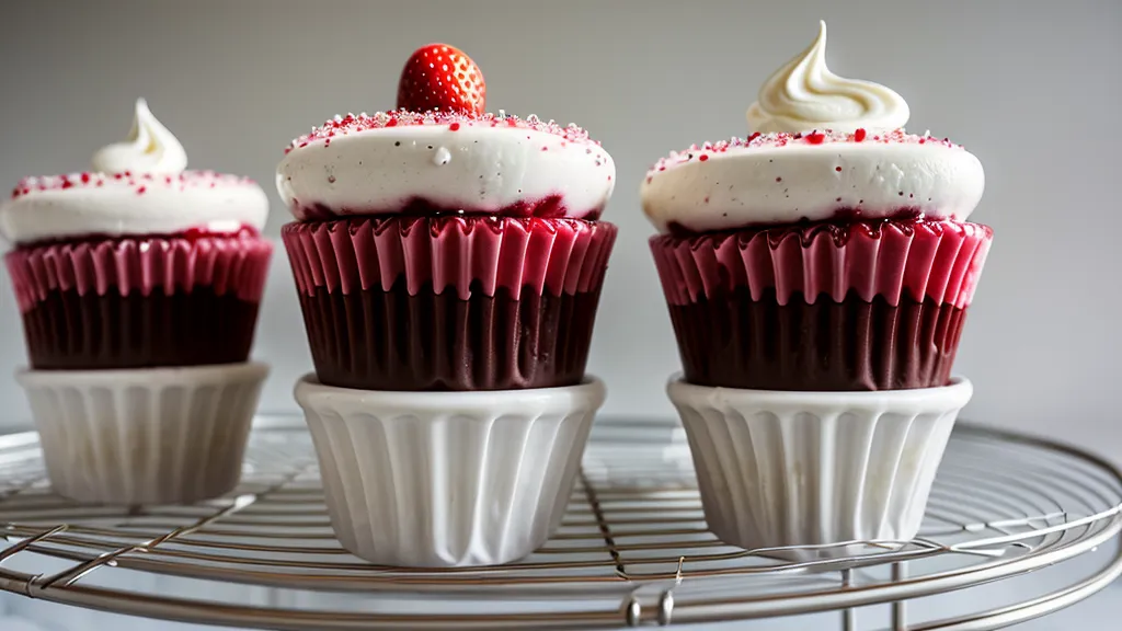 Tres postres en vaso estandarizados y listos para la entrega en una cocina de casa.