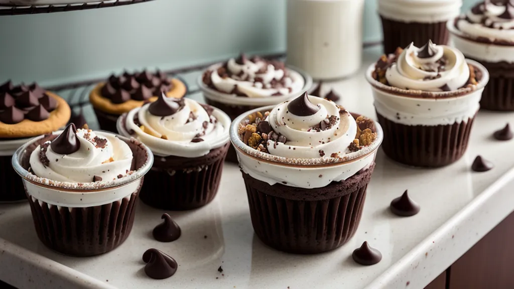 Postres en vaso listos para vender, organizados en el refrigerador de un emprendimiento casero