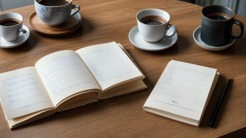 Recetario con notas manuscritas y una calculadora en una mesa de cocina