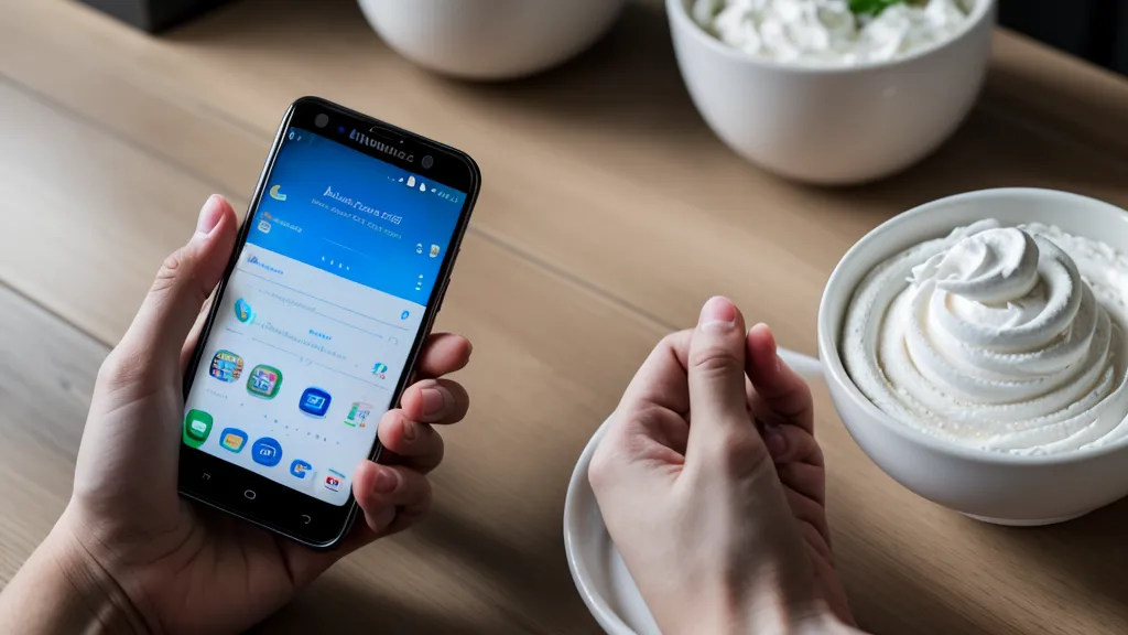 Mano sosteniendo un celular con mensajes de pedidos de postres por WhatsApp