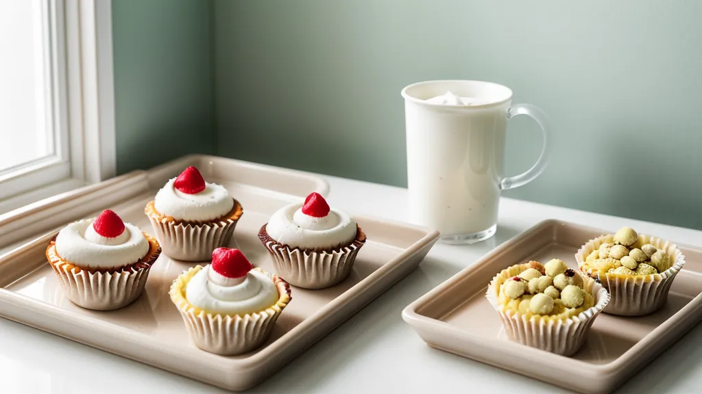 Charola de mini postres terminados listos para refrigerar