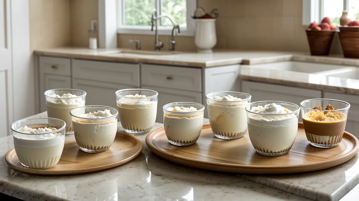 Repostería desde casa como negocio rentable: mesa plegable con postres en vaso listos para pedidos por WhatsApp en Monterrey