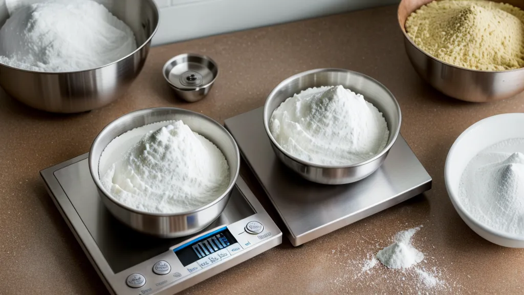 Báscula digital pesando ingredientes para lograr consistencia en un negocio rentable de repostería