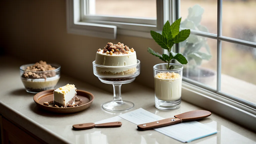 Postre en vaso terminado junto a un cuaderno de cuentas y costos de ingredientes