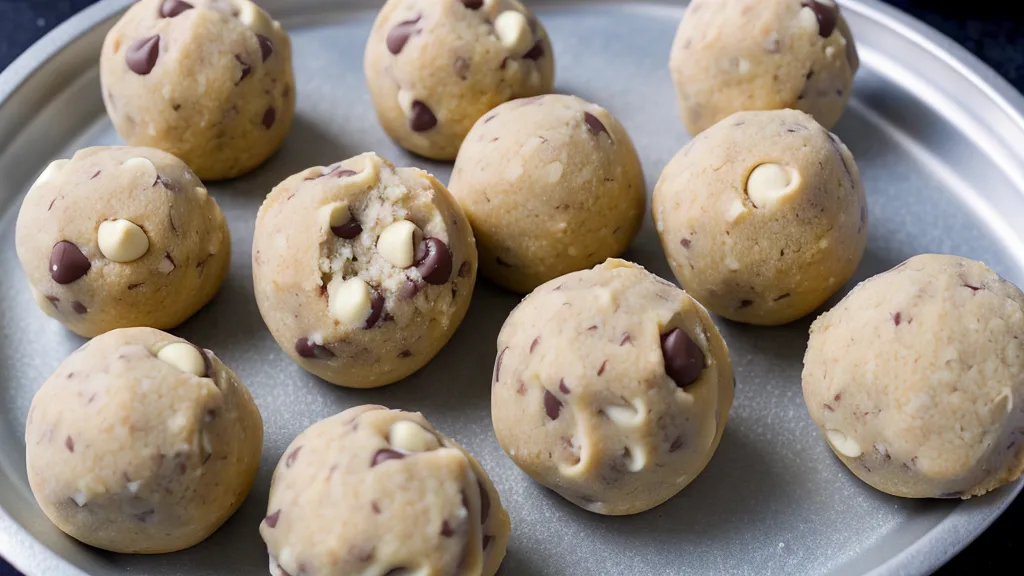 Bolitas de masa de galletería artesanal boleadas y listas para congelar en tandas