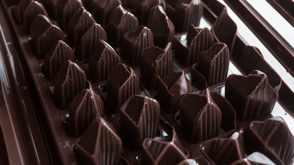 Molde de policarbonato para bombones artesanales con chocolate templado